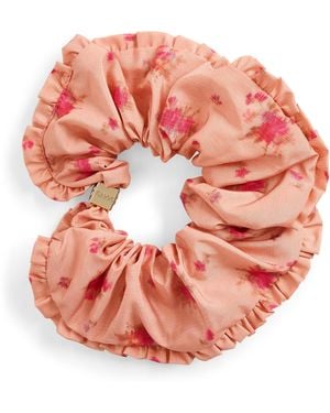 Ganni Taffeta Floral Print Scrunchie - Pink