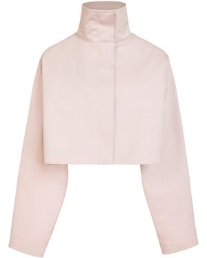 Alaïa Cotton-Silk Cropped Jacket - Pink
