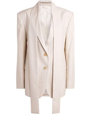 Acne Studios Wool Pinstripe Scarf Blazer - Natural