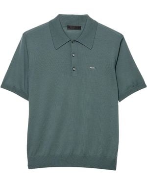 Prada Wool Logo Polo Shirt - Green