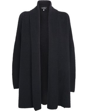 Eskandar Linen-Organic Cotton Open Cardigan - Blue