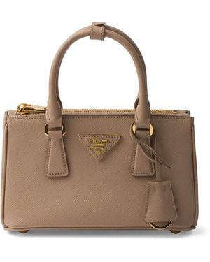 Prada Mini Saffiano Leather Galleria Top-Handle Bag - Brown