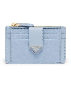 Prada Saffiano Leather Bi-Fold Card Holder - Blue