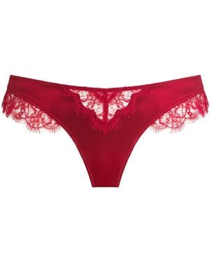 Kiki de Montparnasse Stretch-Silk Lace Thong - Red