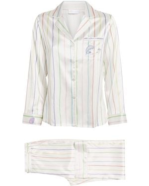 Manitu Silk-Blend Ocean Stripe Pyjama Set - White