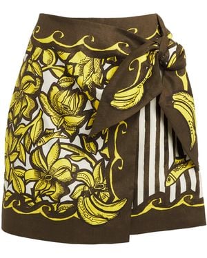 ALÉMAIS Hemp Printed Mona Sarong Mini Skirt - Yellow