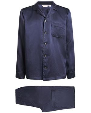 Derek Rose Silk Micro Dot Pyjama Set - Blue