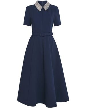 Rebecca Vallance Embellished-Collar Xena Midi Dress - Blue