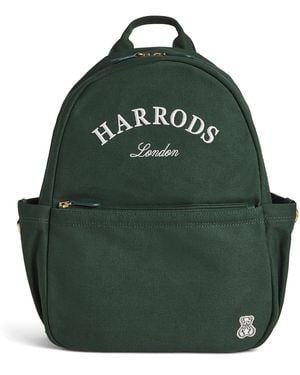 Harrods Cotton Embroidered Emblem Backpack - Green