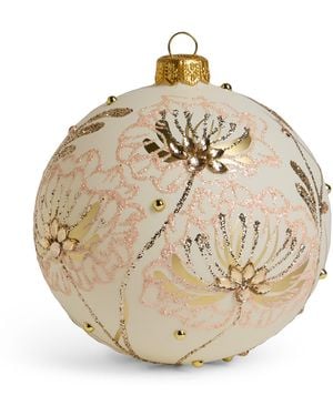 Harrods Glitter Flower Bauble - Metallic