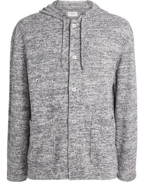 Officine Generale Cotton-Blend Button-Up Basile Hoodie - Grey