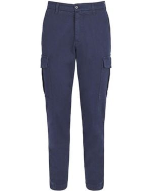 Eleventy Stretch-Cotton Cargo Pants - Blue