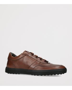 Tod's Leather Elastic Cassetta Sneakers - Brown