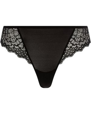 Simone Perele Floral Lace Thong - Black