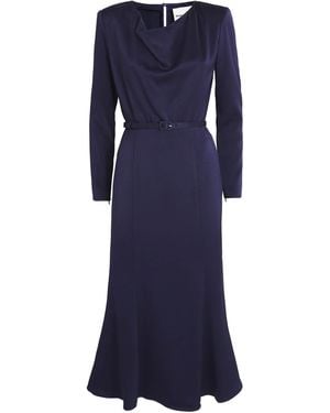 Roland Mouret Satin Cowl-Neck Midi Dress - Blue