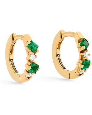 Suzanne Kalan Emerald And Diamond Princess Huggie Earrings - Yellow