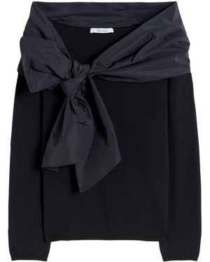 Max Mara Wool-Blend Bow-Detail Top - Black