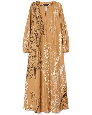 Marina Rinaldi Cotton Printed Maxi Dress - Natural