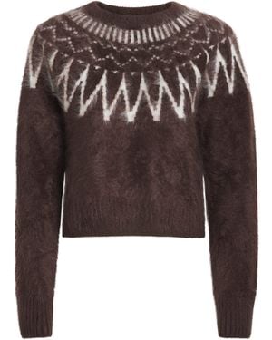 Soft Goat Brushed Cashmere Fair Isle Sweater - Brown