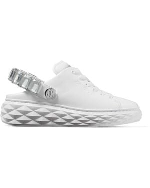 Jimmy Choo Diamond Maxi/Crystal Leather Trainer - White