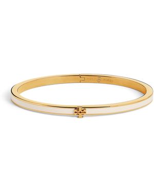 Tory Burch Plated Enamel Thin Icon Bangle - Natural