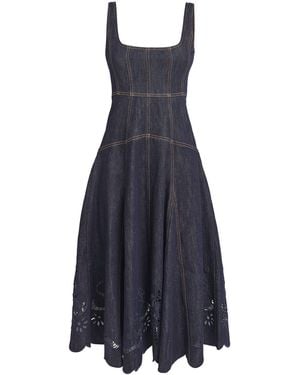 Self-Portrait Broderie Anglaise Mini Dress - Blue