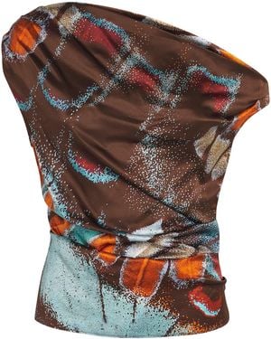 STAUD Silk-Blend Phare Asymmetric Top - Multicolour
