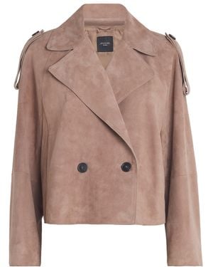 Weekend by Maxmara Suede Short-Line Trench Coat - Brown