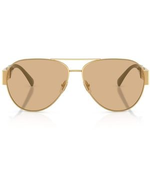Versace Metal Ve2289 Pilot Sunglasses - Natural