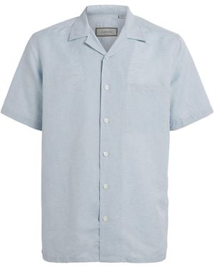 Canali Linen-Cotton Embroidered Shirt - Blue