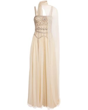 Zuhair Murad Embellished Scarf Gown - Natural