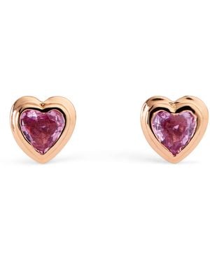SHAY And Sapphire Heart Stud Earrings - Pink