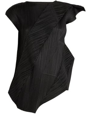 Pleats Please Issey Miyake Asymmetric Kombu Top - Black