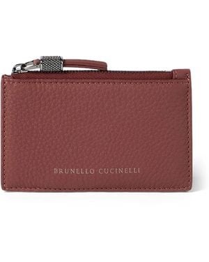 Brunello Cucinelli Leather Zipped Card Holder - Red