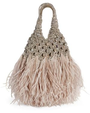 HIBOURAMA Mini Vannifique Plumes Woven Bag - Natural