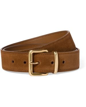 Miu Miu Suede Engraved-Buckle Belt - Brown