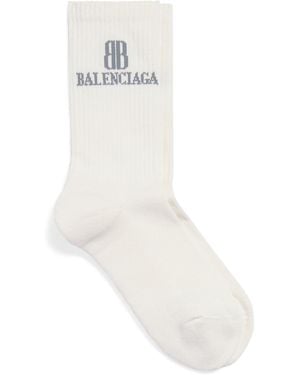 Balenciaga Cotton-Blend Logo Socks - White