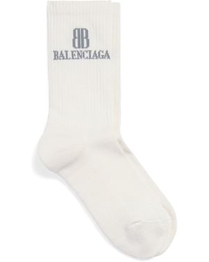 Balenciaga Cotton-Blend Logo Socks - White