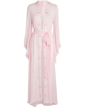 Rosamosario Silk Georgette Embellished Robe - Pink
