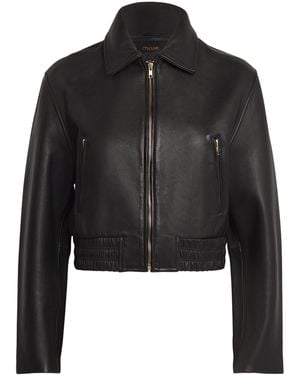 Maje Leather Biker Jacket - Black