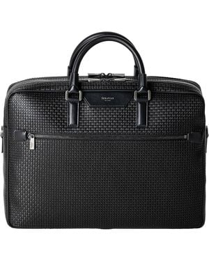 Serapian Coated Canvas-Leather Briefcase - Black