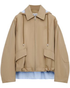 Loewe Cotton-Blend Stripe-Detail Parka - Natural