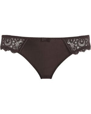 Maison Lejaby Cotton Lace-Detail Gaby Briefs - Brown