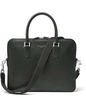 Aspinal of London Leather Mount Street Briefcase Bag - Black