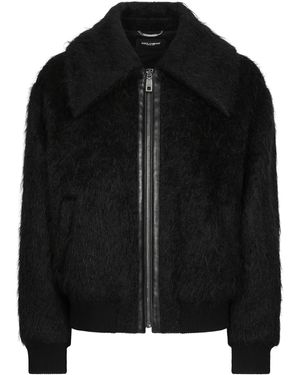 Dolce & Gabbana Hairy-Texture Bomber Jacket - Black