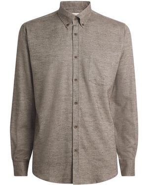 Sunspel Brushed Cotton Shirt - Brown