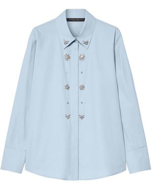 Marina Rinaldi Cotton Embellished Shirt - Blue