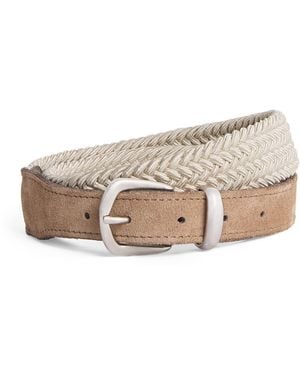 Eleventy Suede Western Belt - Natural