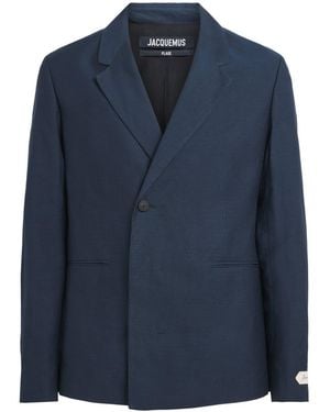 Jacquemus Linen-Blend Melo Blazer - Blue