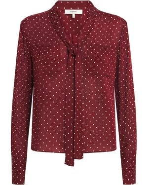 FRAME Silk Modern Tie Blouse - Red